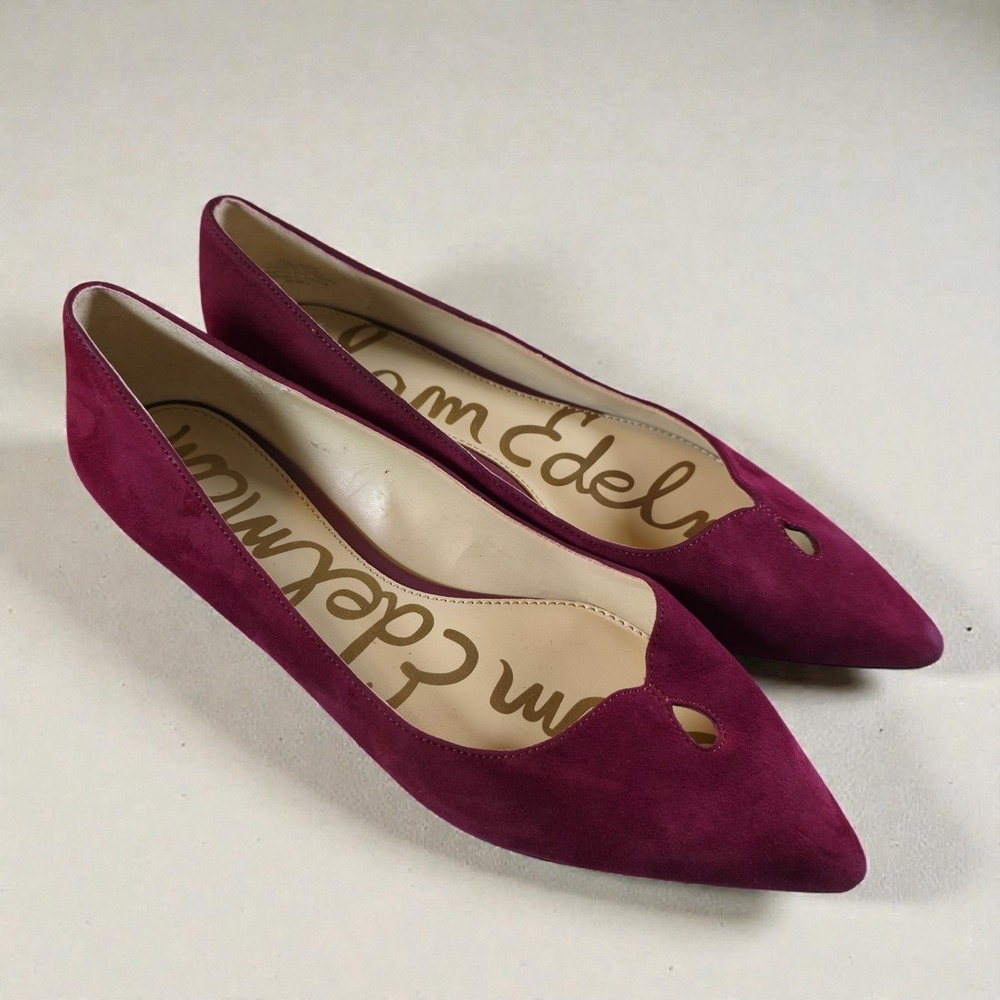 Sam Edelman Rosalie Red Ruby Ballet Shoes Womens 7.5 Flats Suede Pointed *Clean.